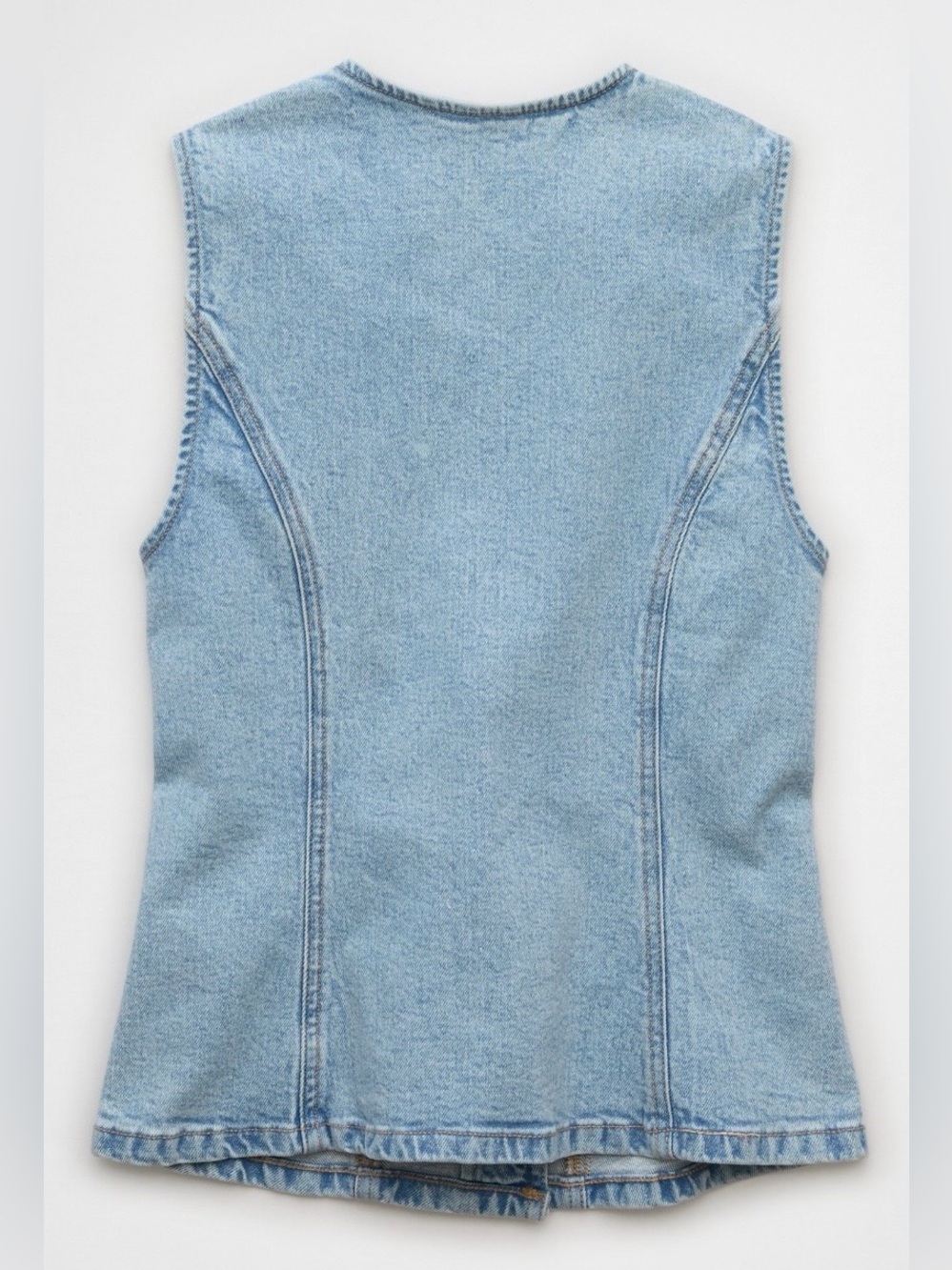 🌵AE American Eagle Outfitters Crew Neck Button-Up Denim Vest - Picture 2 of 7